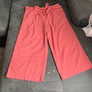 Cute linen blend wide leg crop pant